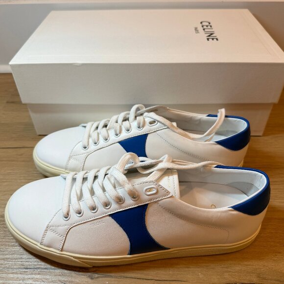 Celine Triomphe TR01L Low Sneaker with Blue Trim (Men's US 8 / Women's US 9.5) - Picture 2 of 6